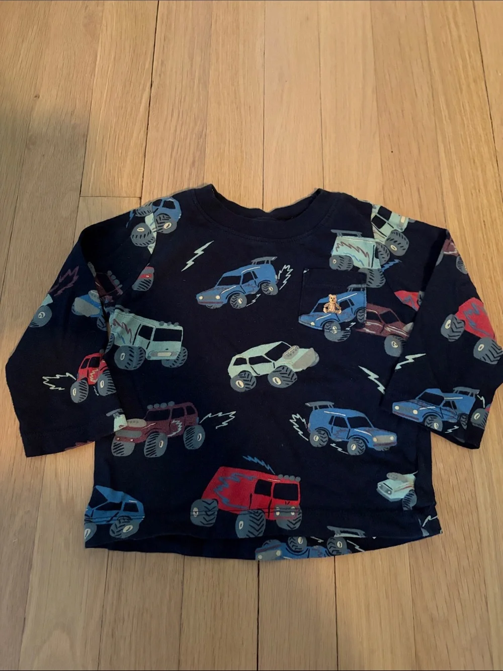 Toddler Navy Blue Truck Print Long-Sleeve Shirt